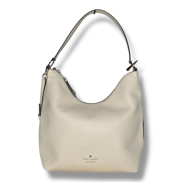 Kate Spade Zippy Large Shoulder Bag Parchment White Pebbled Leather K8140
